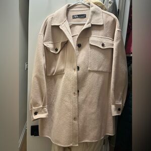 Zara oversized shacket beige